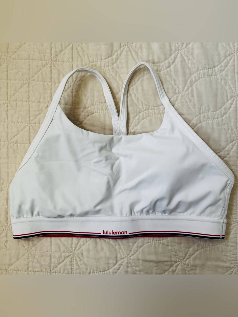 Lululemon Flow Y Mid-Support Bra White Logo